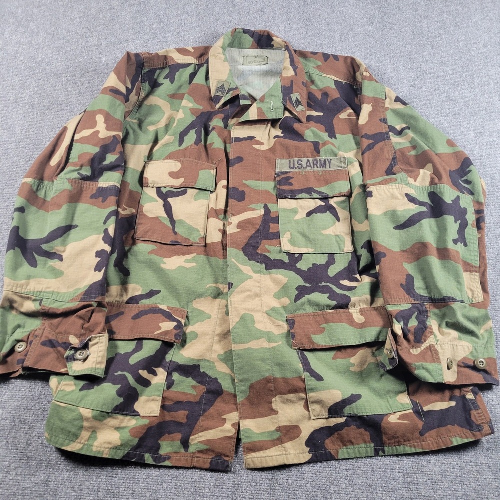 US Army Woodland Camouflage BDU Combat Coat Jacket XL Long Ripstop